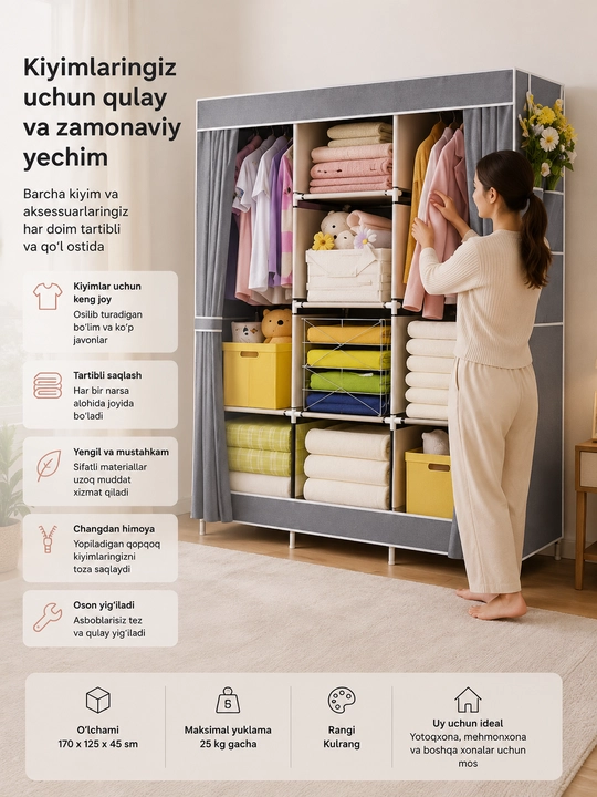 Kiyimlar va poyabzallar uchun organayzer - 