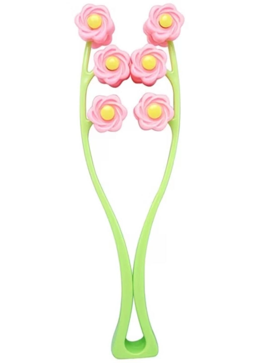 V-Shape yuz va bo’yin massajeri – 12 rolikli gulli face roller