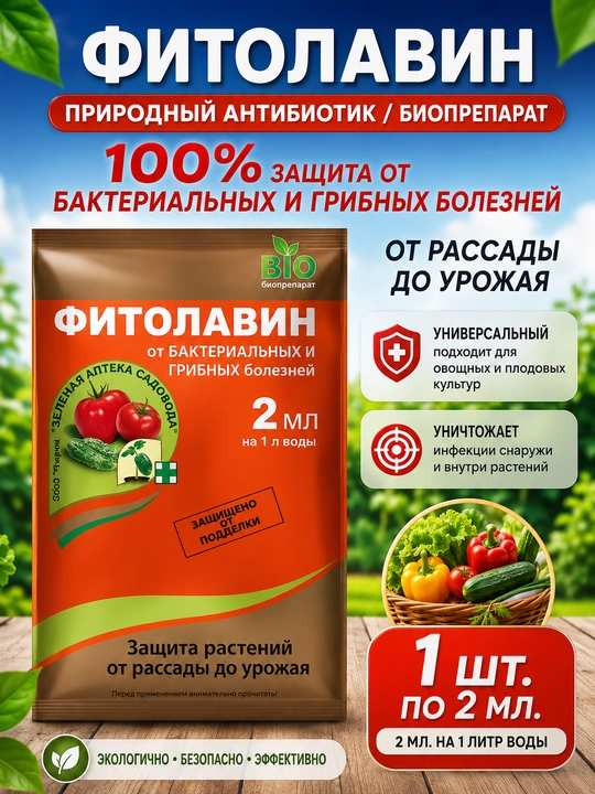 Фитолавин ВРК-биопрепарат с бактерицидными свойствами для защиты растений, 10 мл