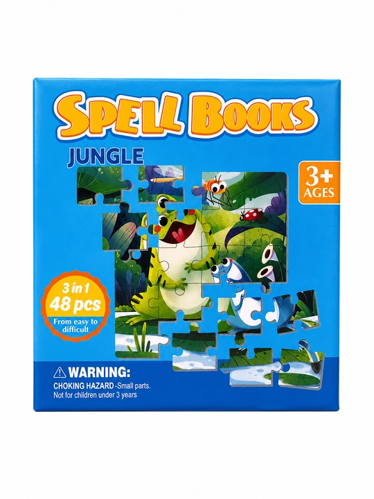 Spell Books 3 ta 1 da bolalar pazli — 4 xil, 3+, rivojlantiruvchi o‘yin - 
