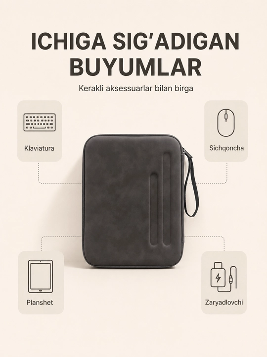 10 dyuymgacha planshet uchun zamonaviy himoya sumka — ishonchli va qulay
