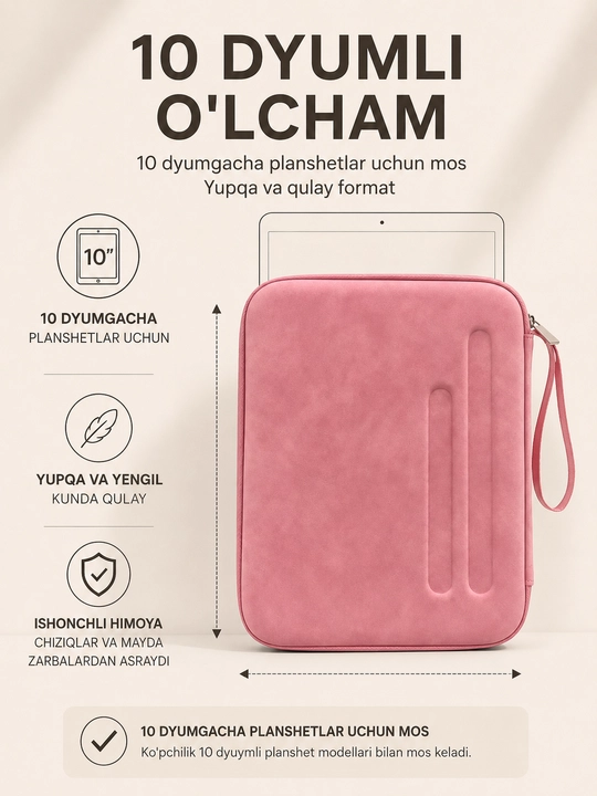 10 dyuymgacha planshet uchun zamonaviy himoya sumka — ishonchli va qulay