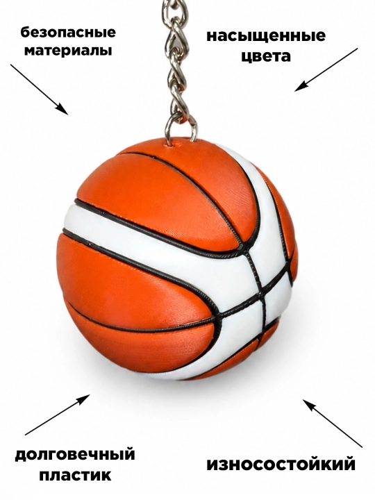 "Basketbol" stressga qarshi kalit zanjiri - bu kalitlar va ryukzak uchun bardoshli plastik