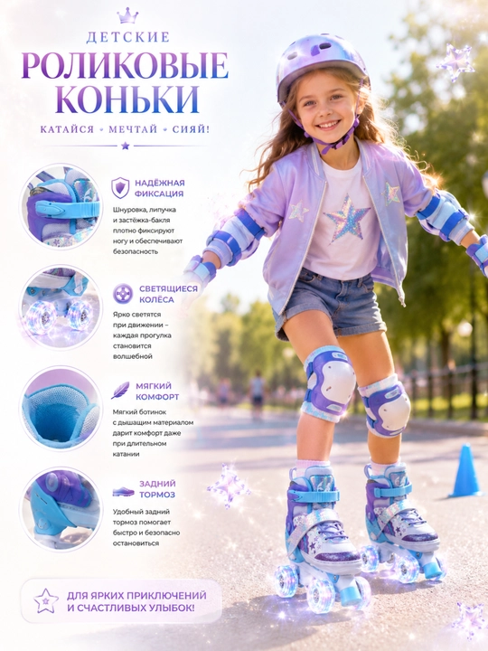 Детские роликовые коньки со светящимися колесами