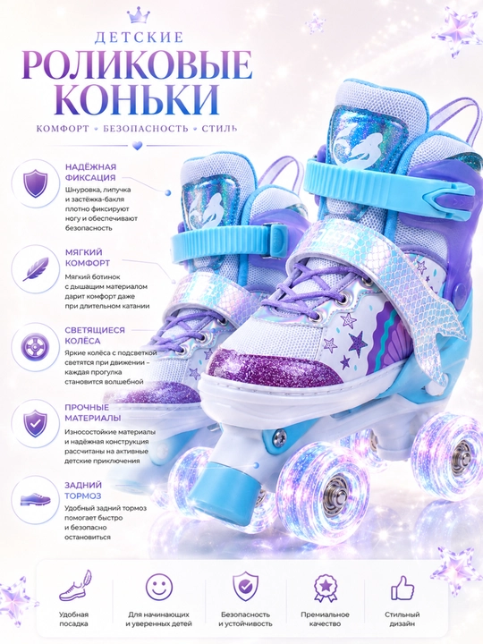 Детские роликовые коньки со светящимися колесами