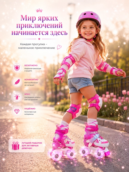 Детские роликовые коньки со светящимися колесами