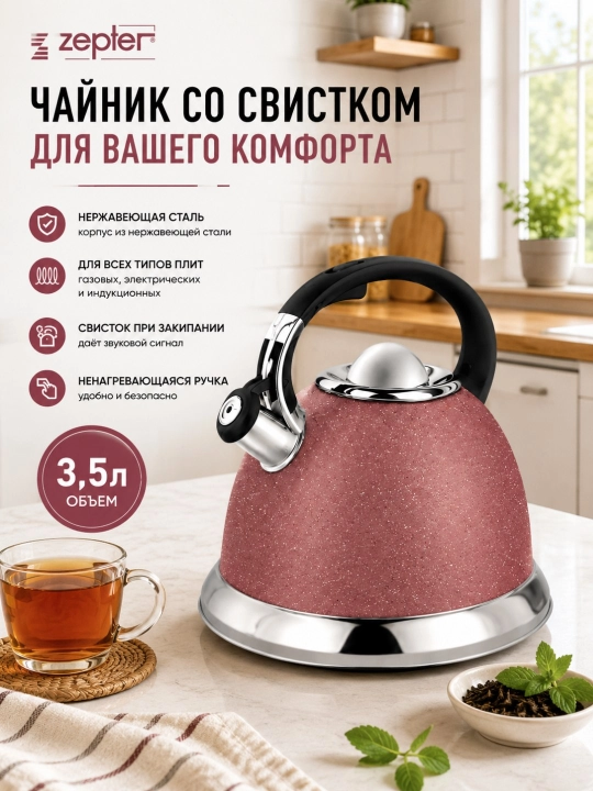 3.5 litr hushtakli choynak zanglamas po'lat gaz plita induksiya choynagi - 