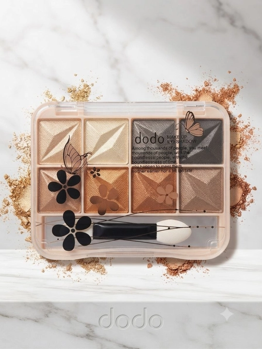 Dodo Elegant Eyeshadow — 8 rangli yorqin va mat ko‘z soyalari paletkasi