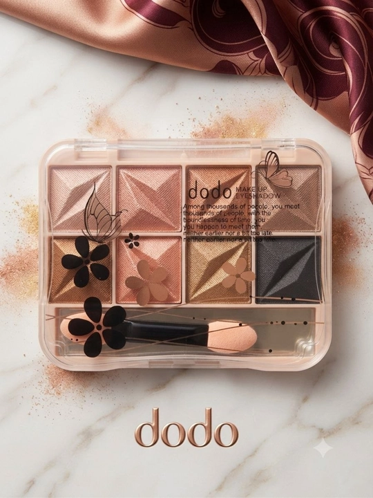 Dodo Elegant Eyeshadow — 8 rangli yorqin va mat ko‘z soyalari paletkasi