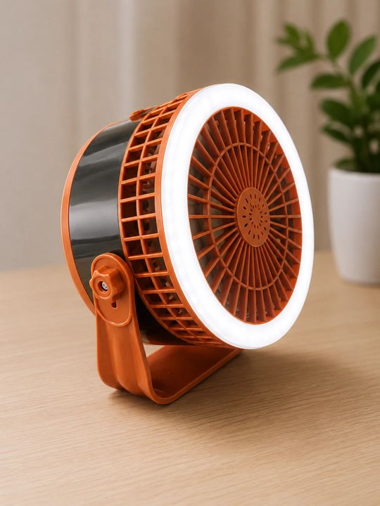 LED chiroqli stol ventilyatori, USB orqali quvvatlanadigan, 3 tezlikli, orqa  yoritgichli