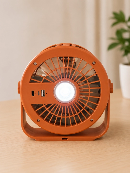 LED chiroqli stol ventilyatori, USB orqali quvvatlanadigan, 3 tezlikli, orqa  yoritgichli