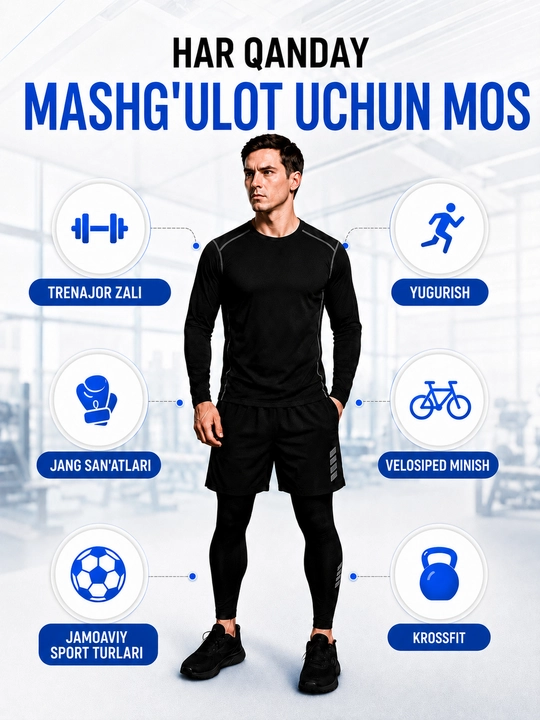 Professional sport kiyimlari erkaklar uchun, rashgard, 5 tasi 1 da va 3 tasi 1 da