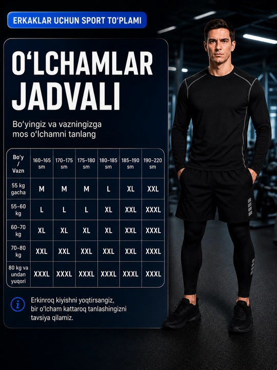 Professional sport kiyimlari erkaklar uchun, rashgard, 5 tasi 1 da va 3 tasi 1 da