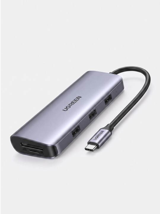 USB-C док-станция Ugreen 9в1, USB-A, HDMI, VGA, SD, LAN. Усб хаб концентратор