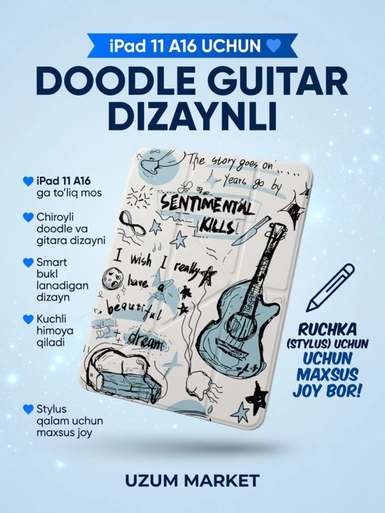 IPad 11 (A16) uchun buklanadigan g‘ilof (ruchka joyi bilan) - 
