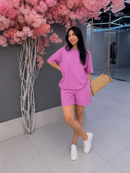 «Yoz salqinligi» oversize kostyumi — futbolka + shortik, 100% paxta - 
