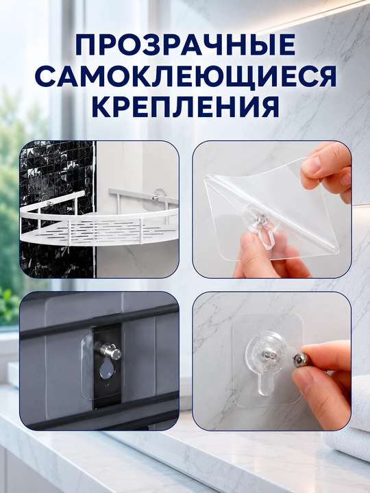 Крючки самоклеящиеся, пластиковые, набор для кухни и ванной