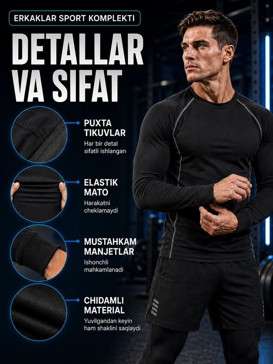 Professional sport kiyimlari erkaklar uchun, rashgard, 5 tasi 1 da va 3 tasi 1 da