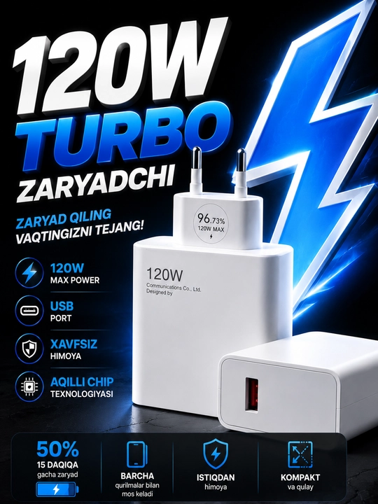 Сетевое зарядное устройство 120W USB Fast Charge