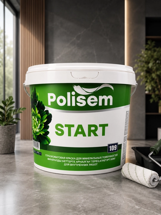 Polisem START 4,5 kg ichki devor bo'yog'i, suv asosli akril bo'yoq