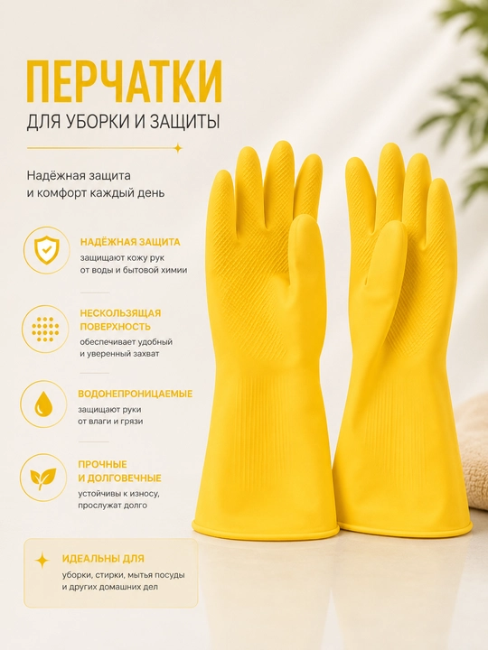Перчатки резиновые хозяйственные - 