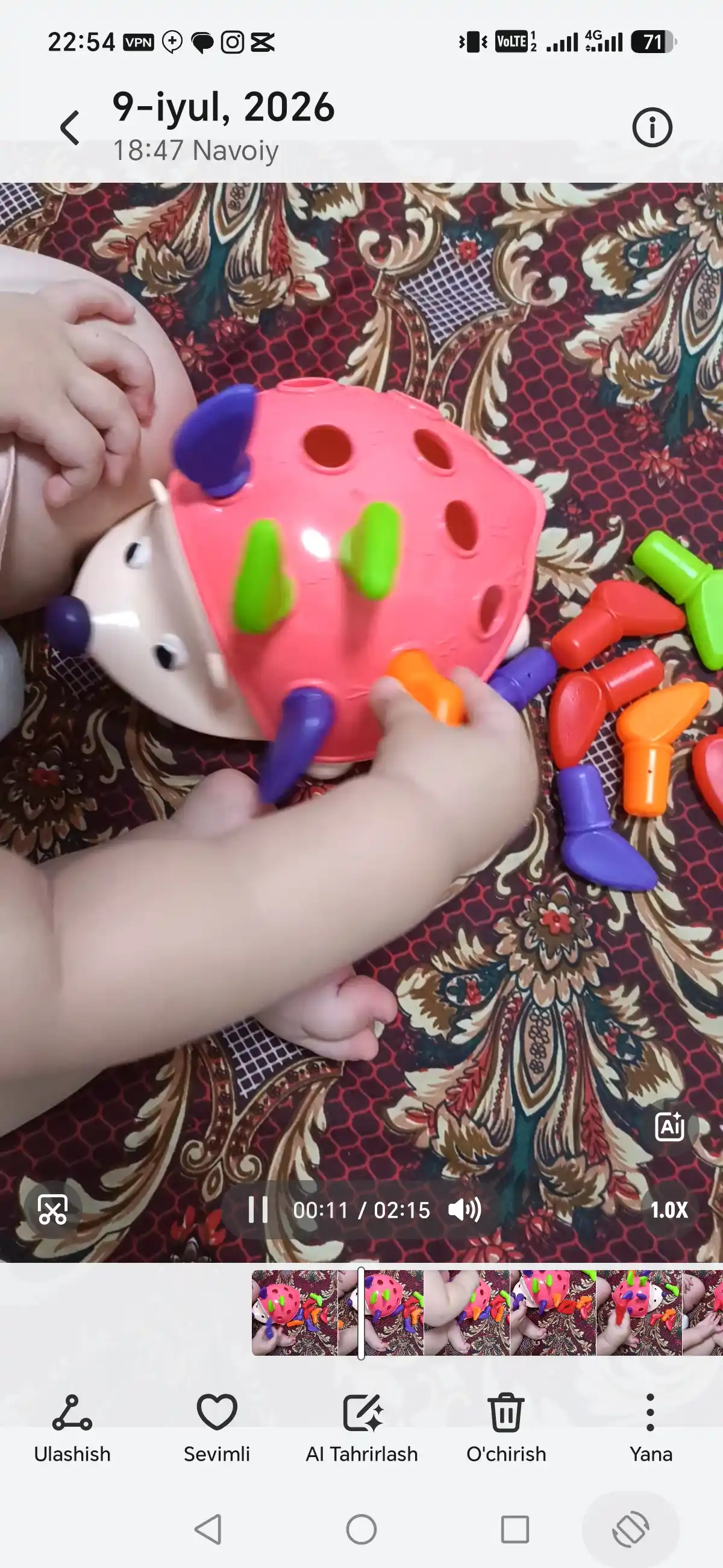 Tipratikan bolalar uchun Kirpi Montessori O'yinchog'i. Ranglarni Saralash Motorika O'yini