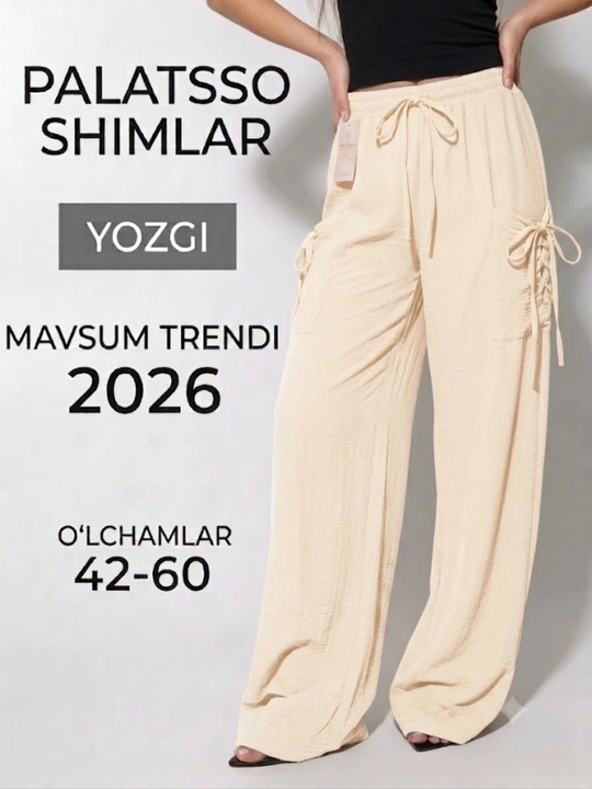 Ayollar uchun keng palazzo shim – california matoli, yozgi, qulay, moda shim - 