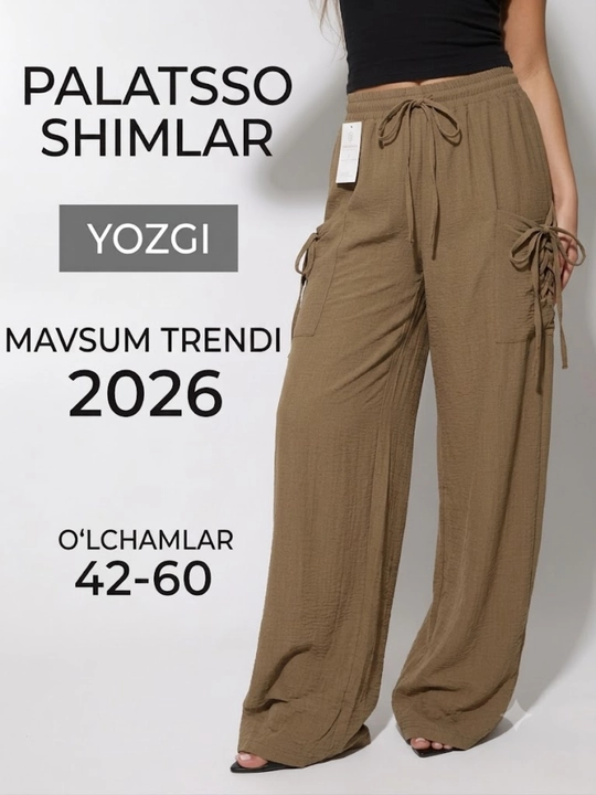 Ayollar uchun keng palazzo shim – california matoli, yozgi, qulay, moda shim - 