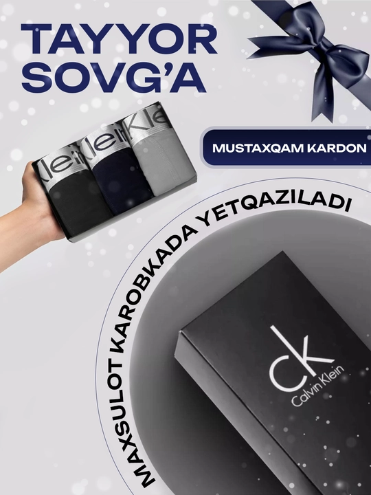 Erkaklar bokser trusiklari, 3 dona, paxta, erkaklar ichki kiyimi, erkaklar sovg‘a to‘plami