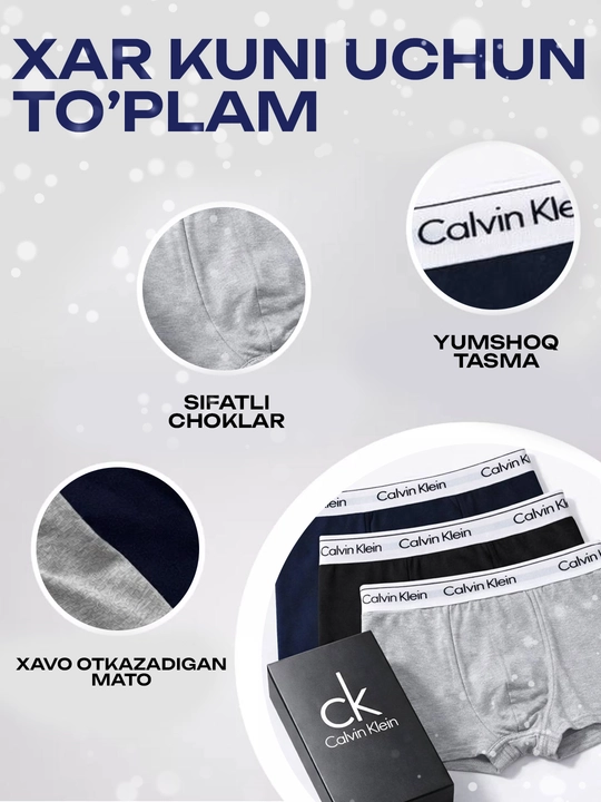 Erkaklar bokser trusiklari, 3 dona, paxta, erkaklar ichki kiyimi, erkaklar sovg‘a to‘plami