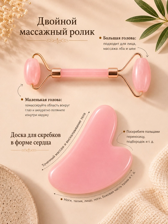 Ролик для лица и скребок из гуаши, массаж для ног, головы, тела и ног