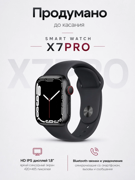 Смарт-часы с сенсорным экраном X9PRO, X7PRO и T800 PROMAX (3 модели)