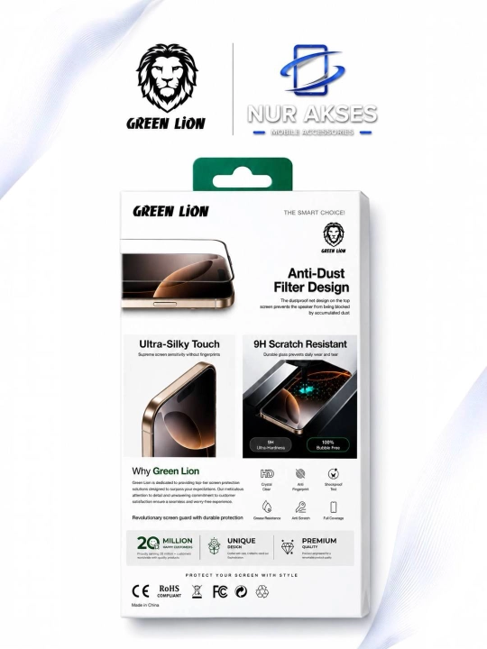 Защитное стекло Green Lion9H Steve HD для iPhone 13/14 Pro/15 Pro/16 Pro/17 Pro Max/17Air