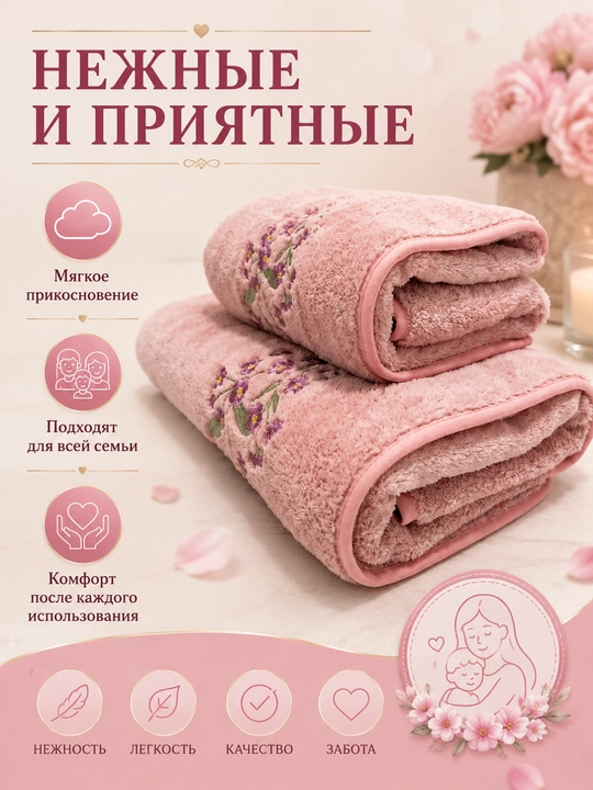 Sochiqlar to'plami 2 tasi 1 da, hammom,  yuz va soch uchun, yumshoq va mayin