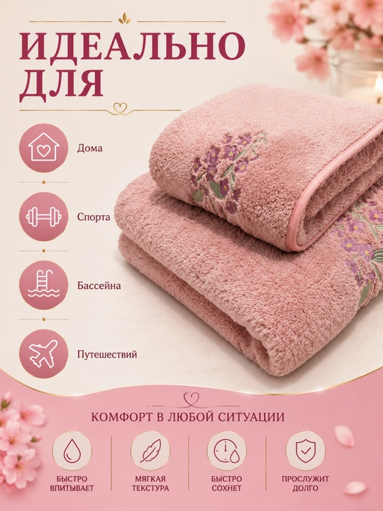 Sochiqlar to'plami 2 tasi 1 da, hammom,  yuz va soch uchun, yumshoq va mayin