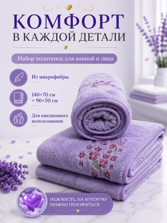 Sochiqlar to'plami 2 tasi 1 da, hammom,  yuz va soch uchun, yumshoq va mayin