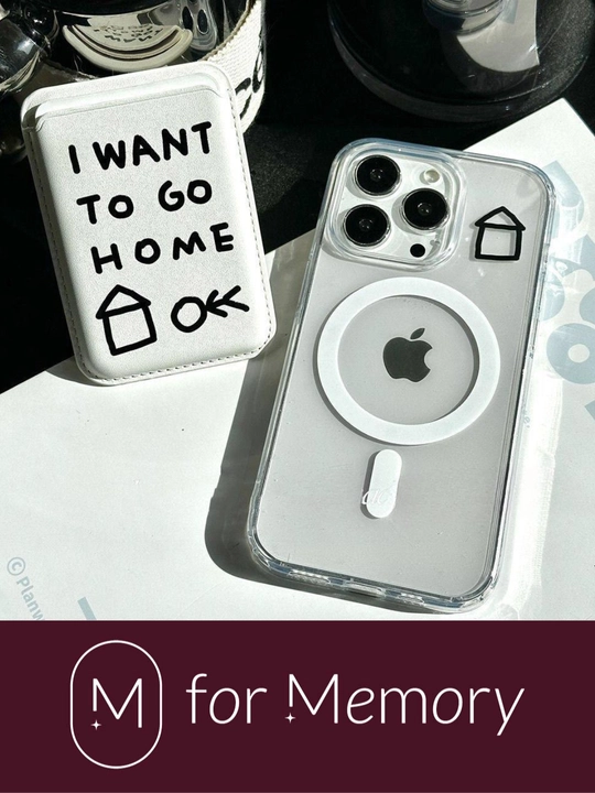 Kartxolder iPhone uchun MagSafe, prinlti "I want to go home" va "Coffee"
