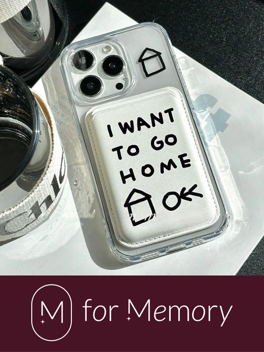 Kartxolder iPhone uchun MagSafe, prinlti "I want to go home" va "Coffee"