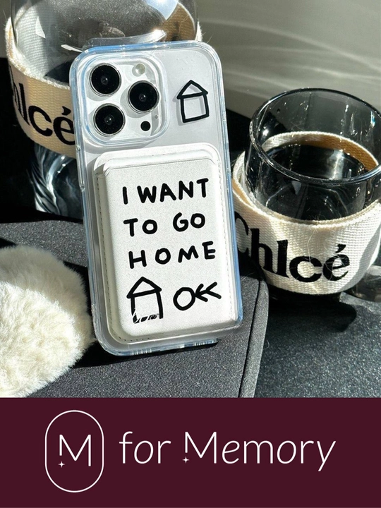 Kartxolder iPhone uchun MagSafe, prinlti "I want to go home" va "Coffee"