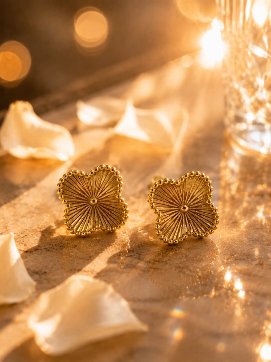 Серьги женские, Van Cleef, с фианитами, золотистые и серебристые
