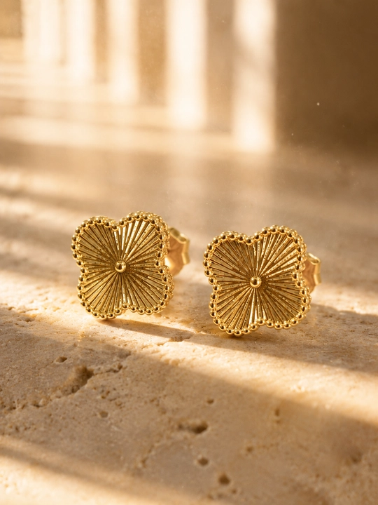 Серьги женские, Van Cleef, с фианитами, золотистые и серебристые