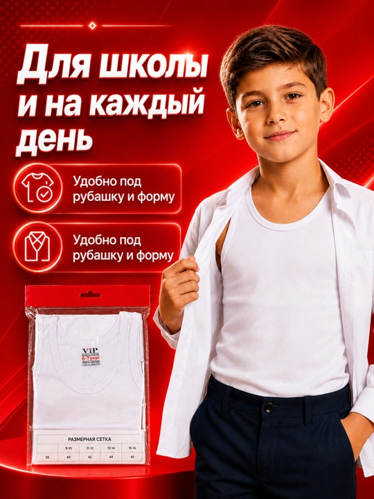 Mayka og`il bolalar uchun, oq maktab maykasi, 2 dona, 7–16 yosh