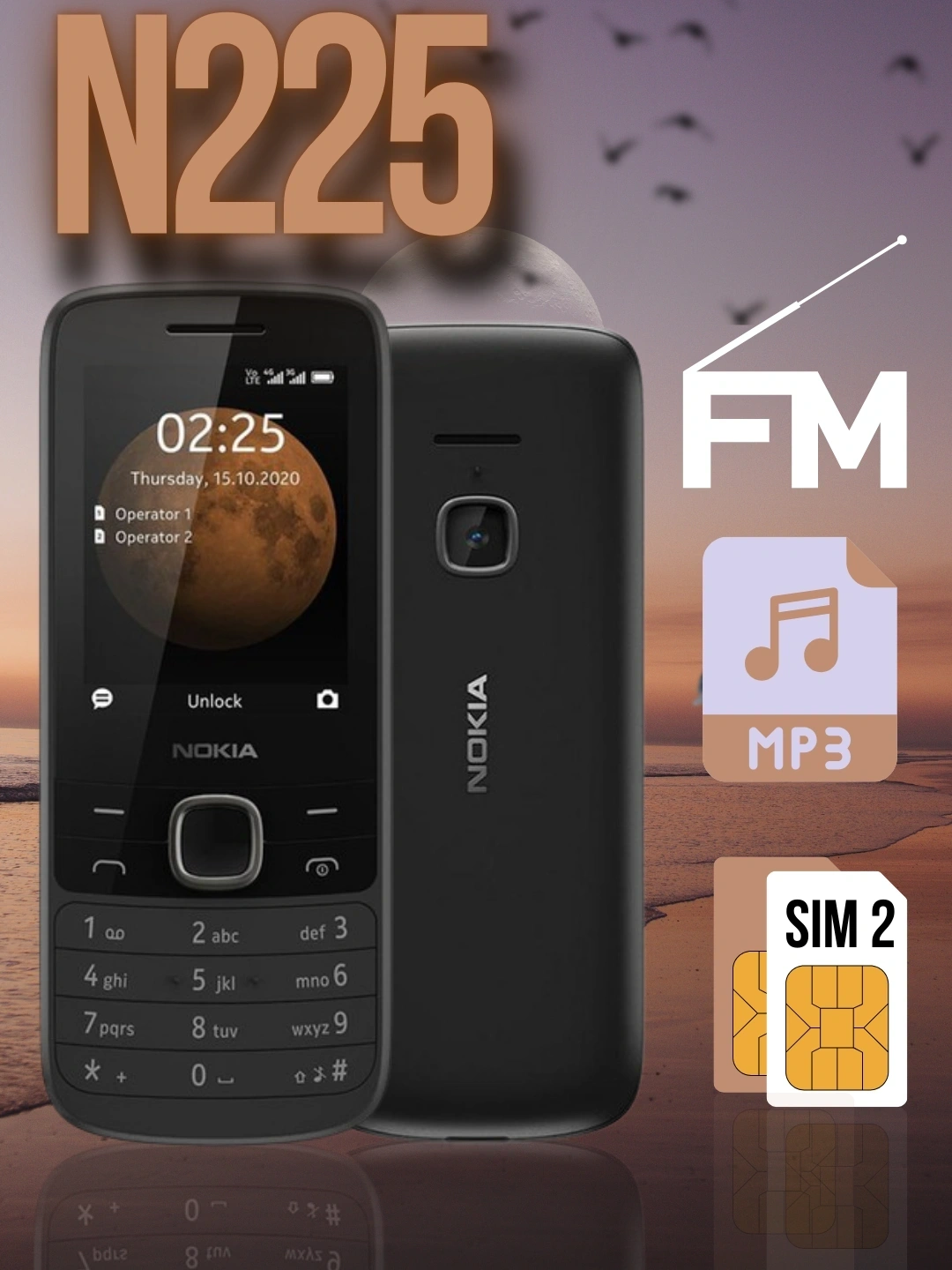 Nokia 225 4G – Kuchli batareya va ikkita SIM-kartaga ega ishonchli tugmachali telefon - 