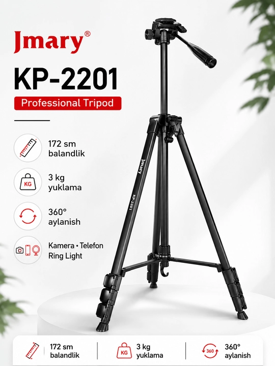 JMARY KP-2201 professional shtativ 172sm telefon va kamera uchun tripod 3kg - 