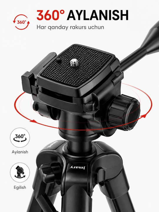 JMARY KP-2201 professional shtativ 172sm telefon va kamera uchun tripod 3kg