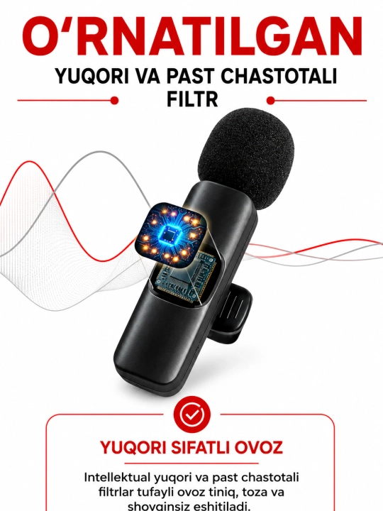 Микрофон петличка, для телефона, беспроводной, петличка для iPhone и Android, 2 шт блогер