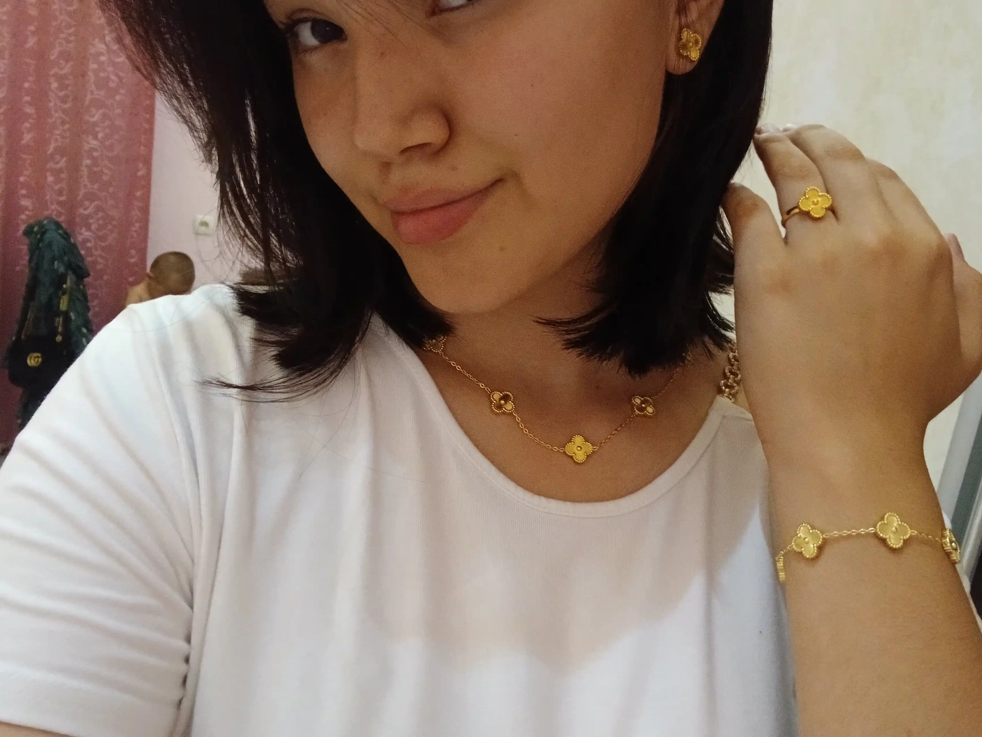 VAN CLEEF набор бижутерий, кольцо, серьги, цепочка, браслет