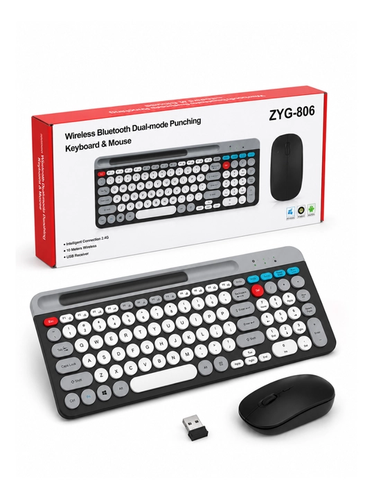 ZYG-806 Simsiz Bluetooth 2.4G Klaviatura va Sichqoncha To‘plami, Dual Mode