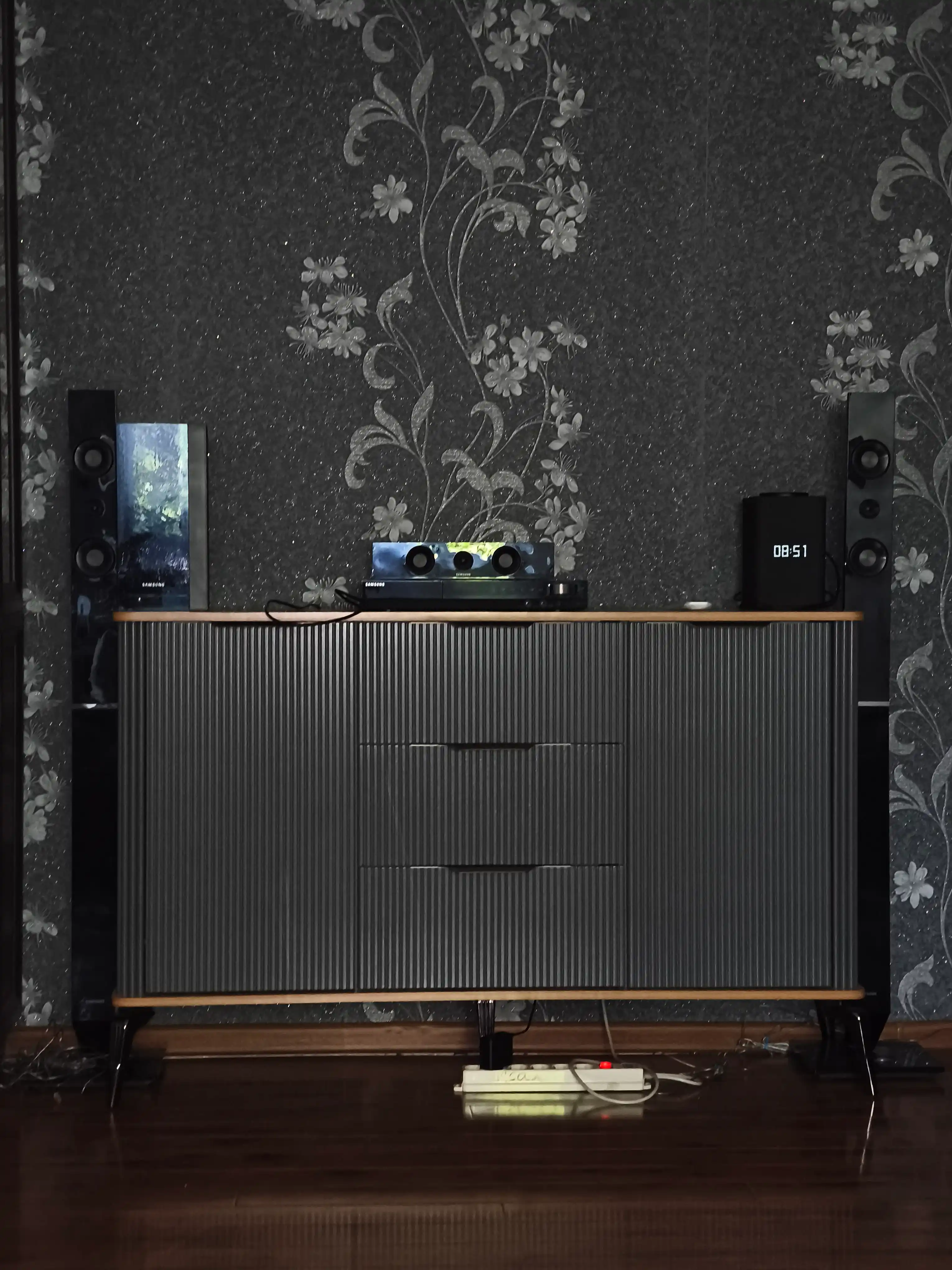 Zamonaviy TV kamod, grafit rang, 180x40x85 sm