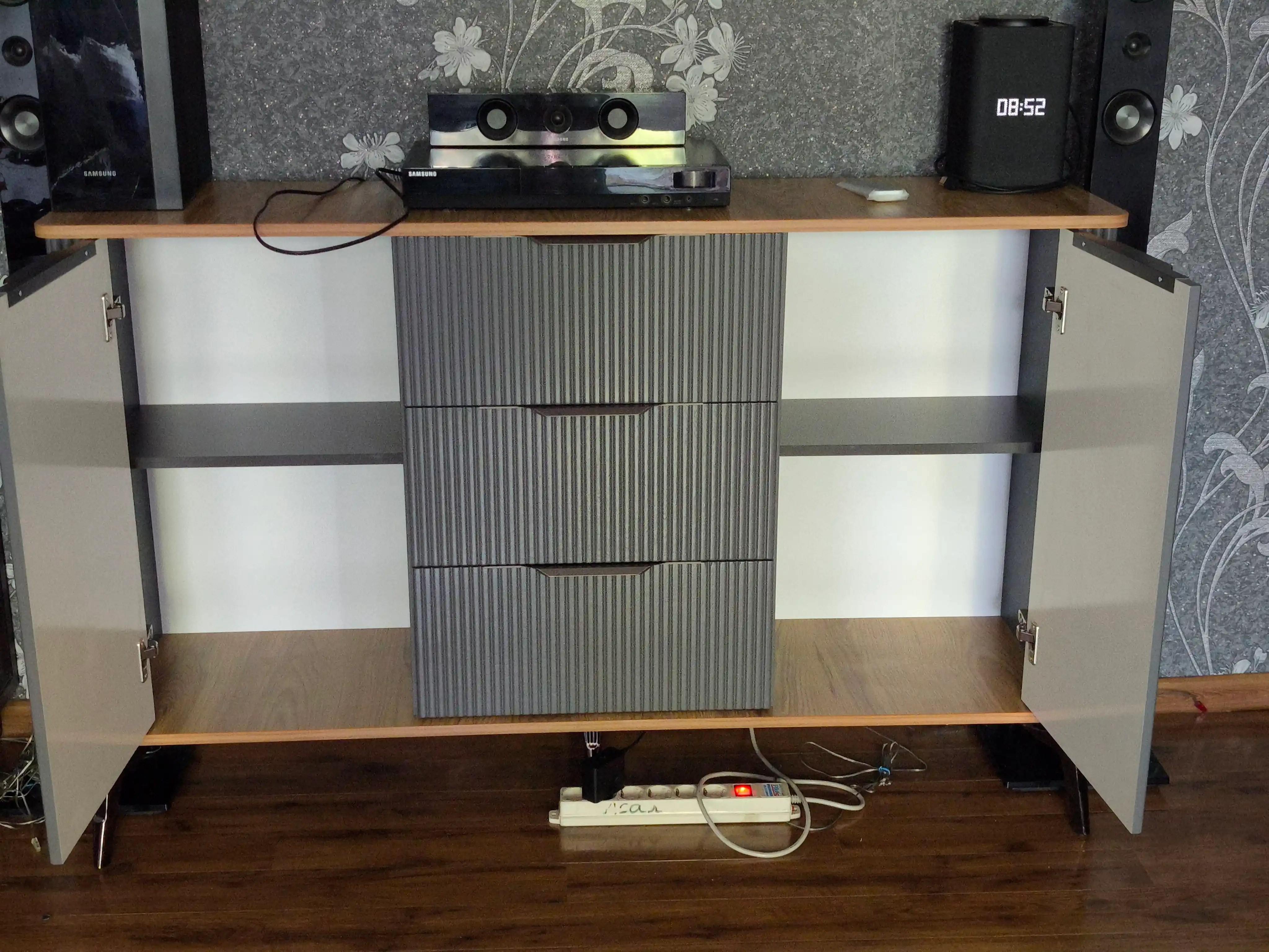 Zamonaviy TV kamod, grafit rang, 180x40x85 sm